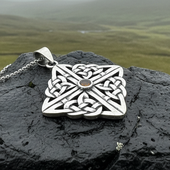 Asthore Celtic Knot Necklace in Sterling Silver — view 4