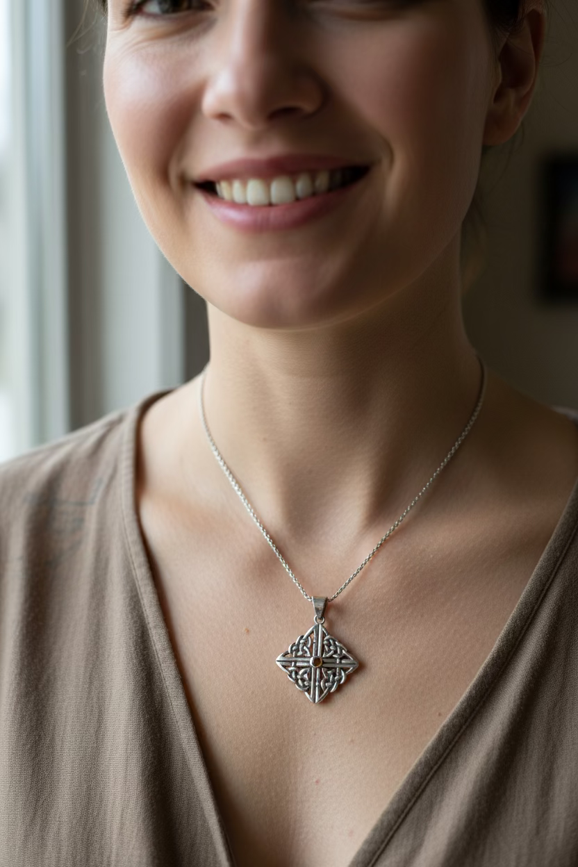 Asthore Celtic Knot Necklace in Sterling Silver — view 2