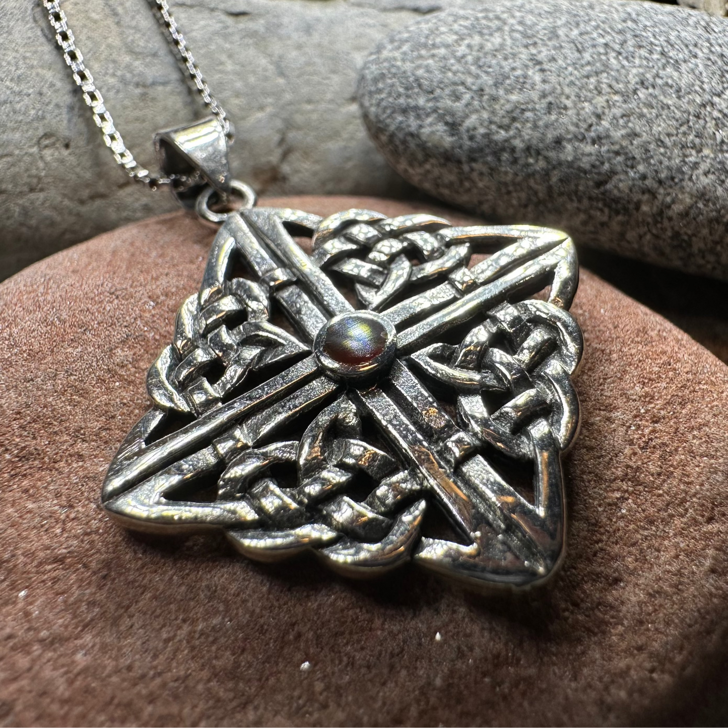 Asthore Celtic Knot Necklace in Sterling Silver — view 3
