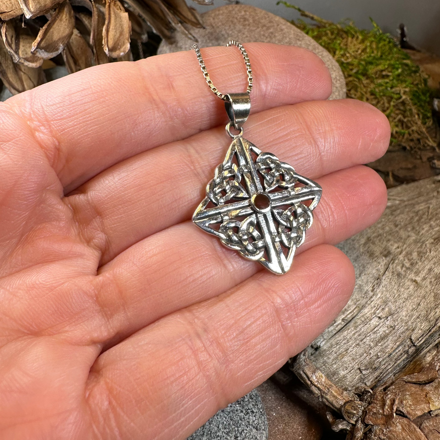 Asthore Celtic Knot Necklace in Sterling Silver — view 7