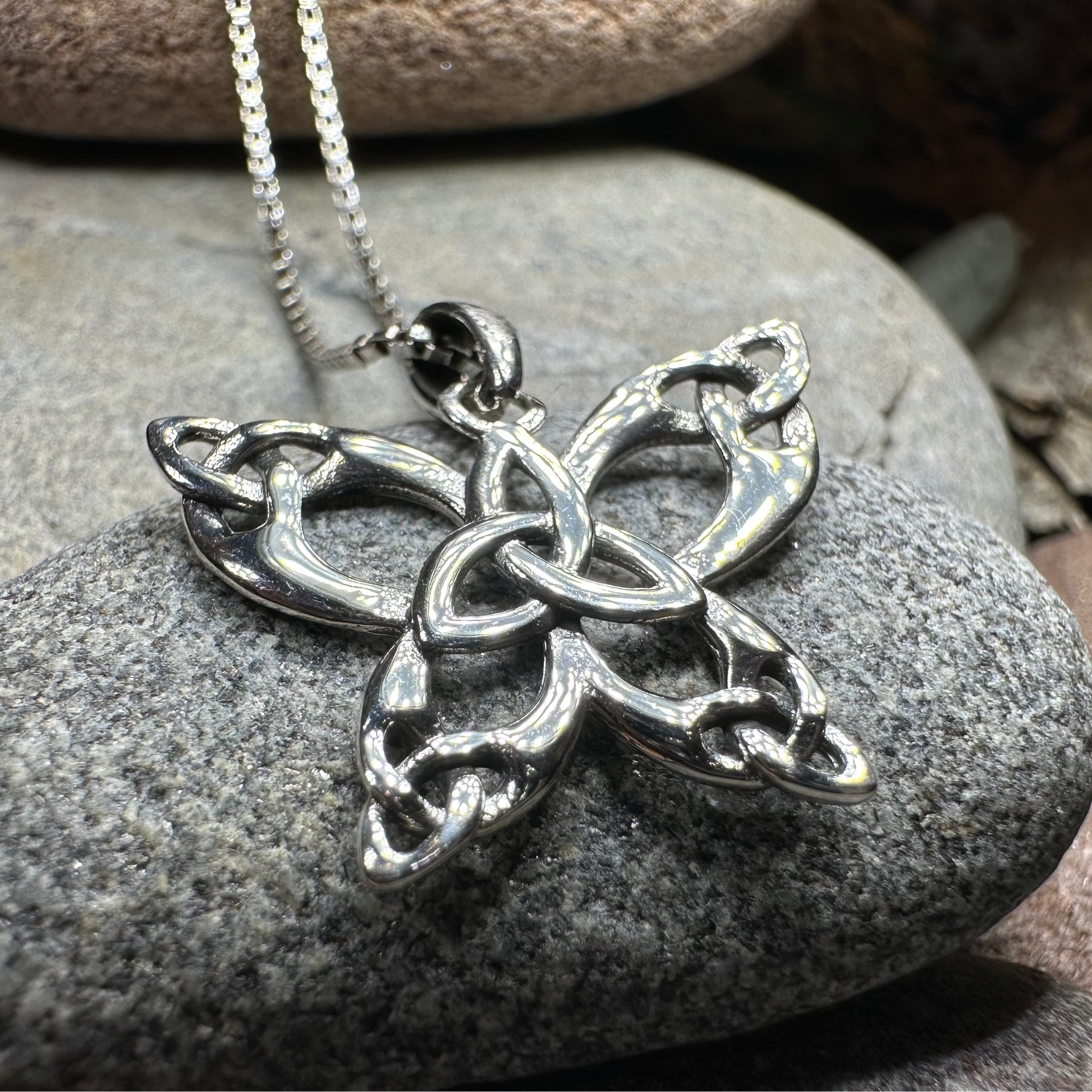 Trinity Knot Butterfly Necklace in silver