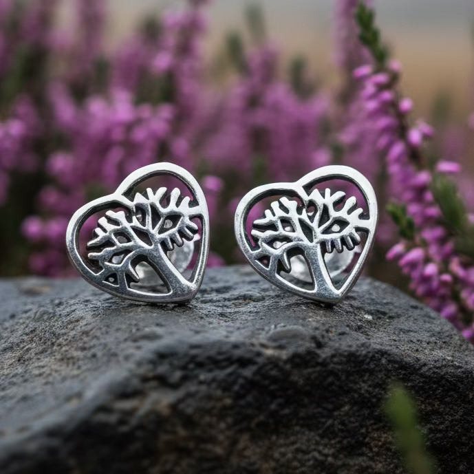 Beag Tree of Life Stud Earrings in silver