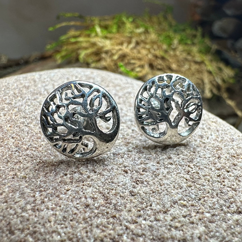 Load image into Gallery viewer, Celtic Tree of Life Stud Earrings in Sterling Silver
