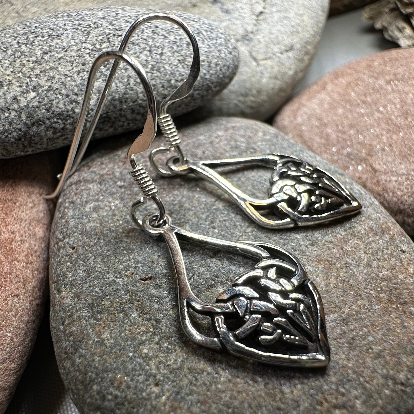 Erin Celtic Knot Earrings in Sterling Silver — view 3