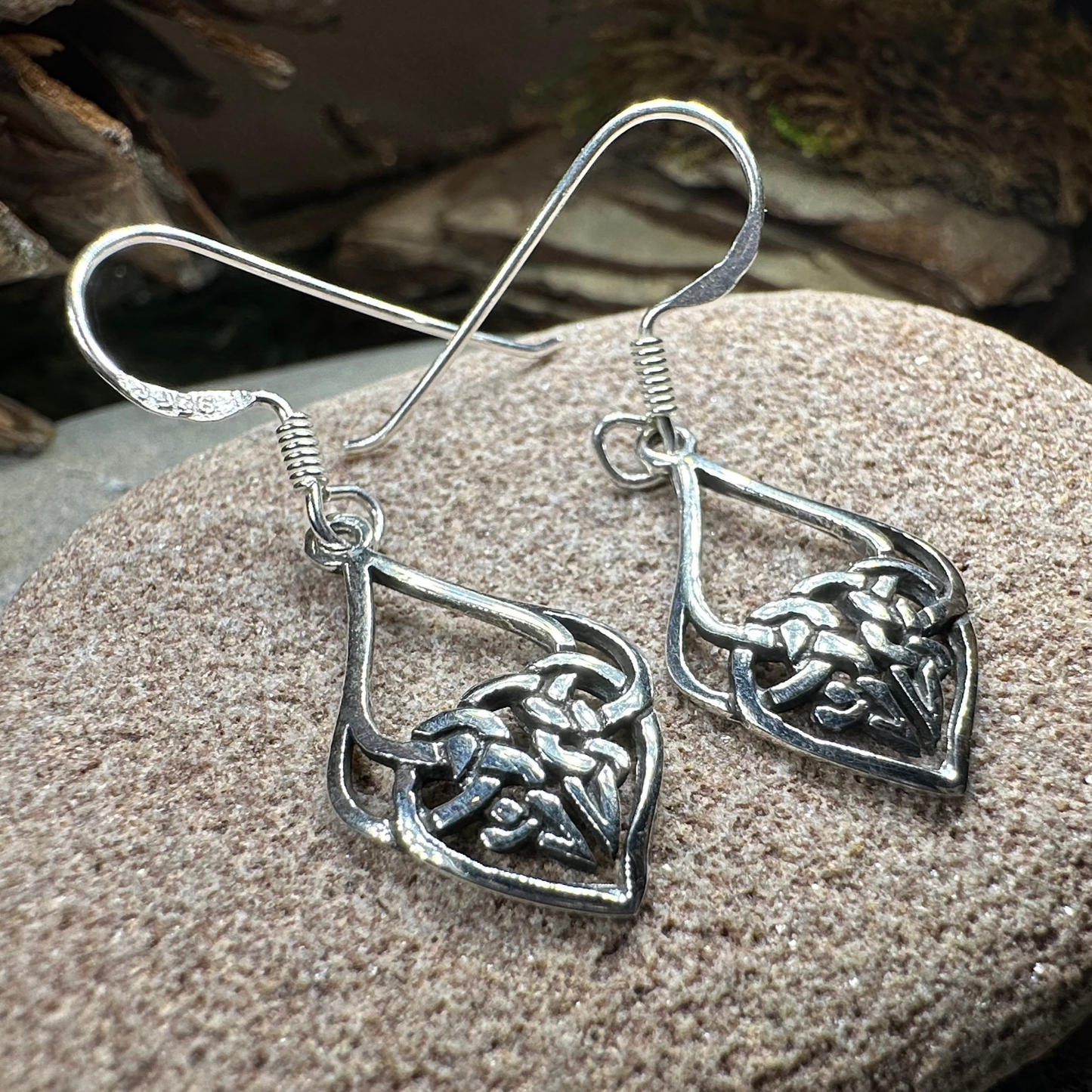 Erin Celtic Knot Earrings in Sterling Silver — view 4