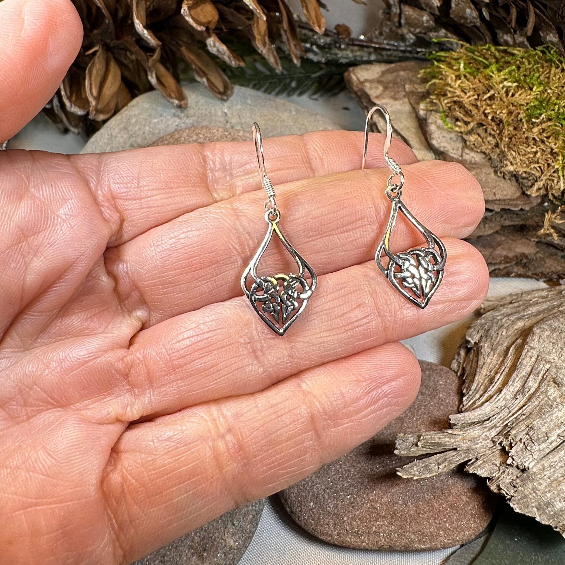 Erin Celtic Knot Earrings in Sterling Silver — view 5