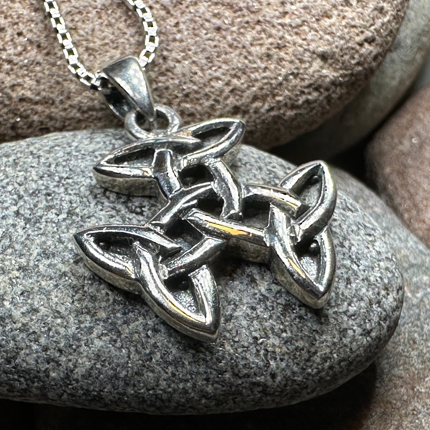 Three Trinity Knot Necklace in sterling silver