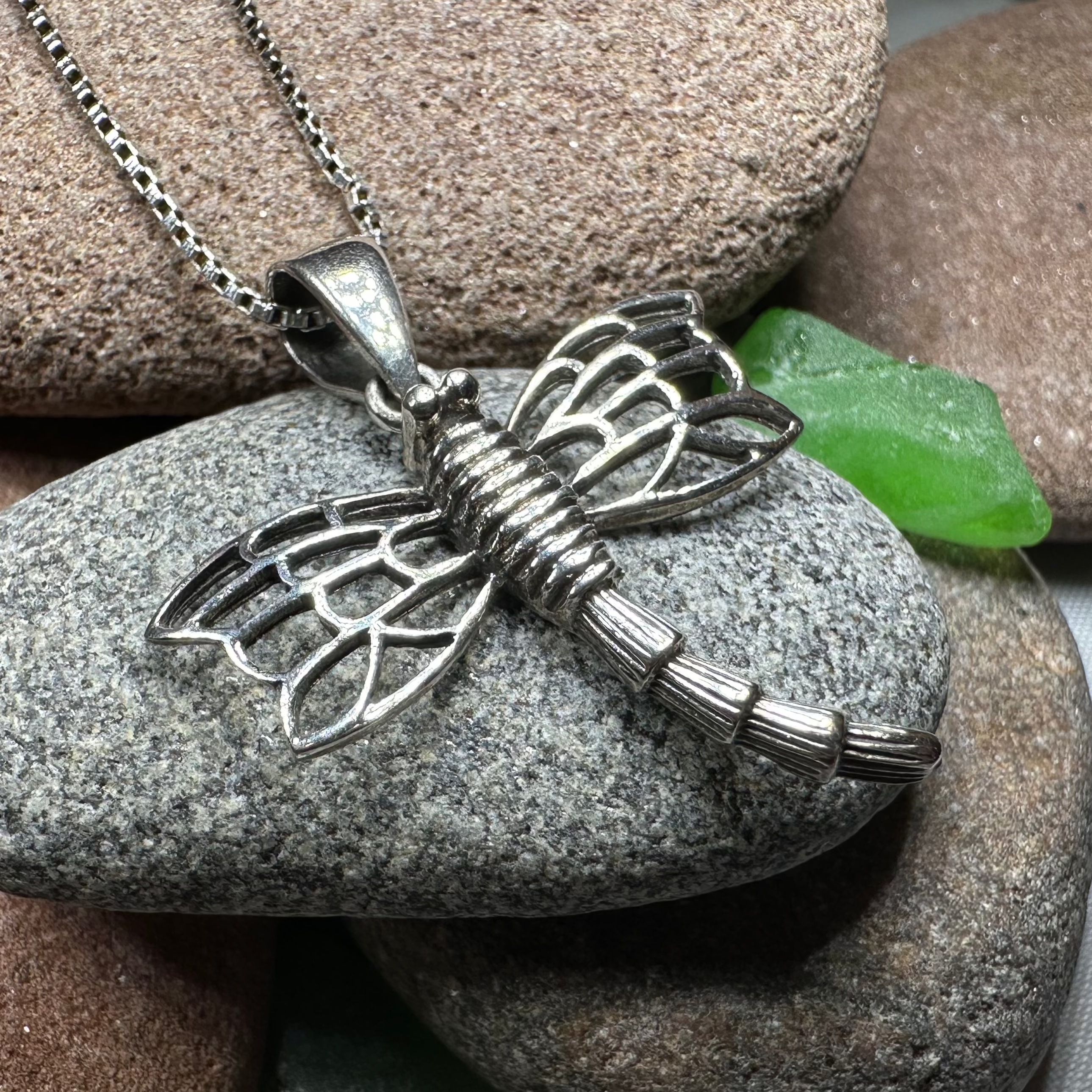 純銀 117g STERLING 960 Celtic Dragonfly Necklace – Celtic Crystal Design Jewelry