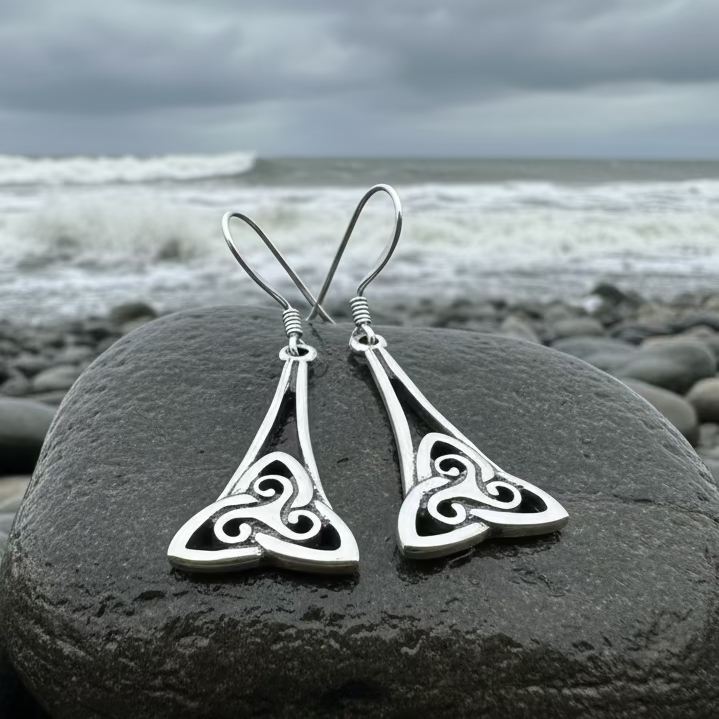 Eileen Celtic Triple Spiral Earrings in Sterling Silver
