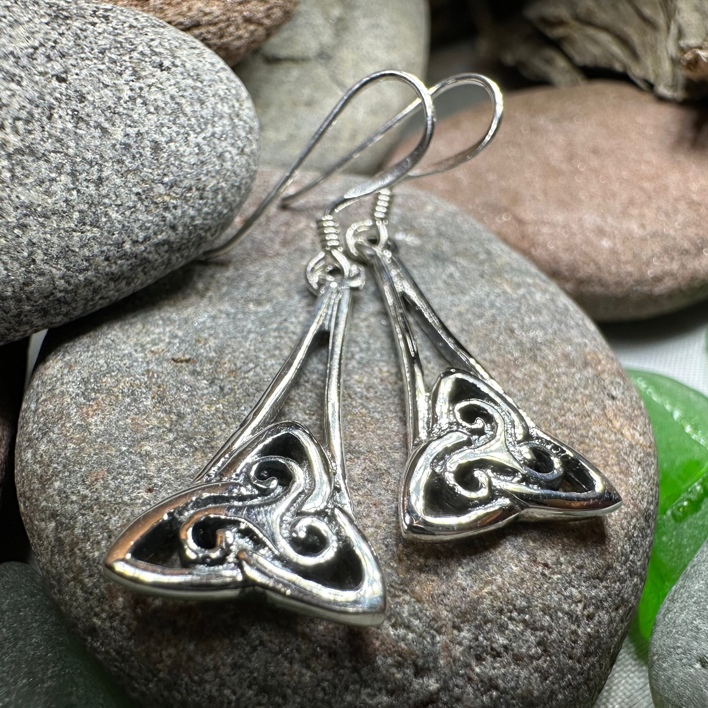 Eileen Celtic Triple Spiral Earrings in Sterling Silver