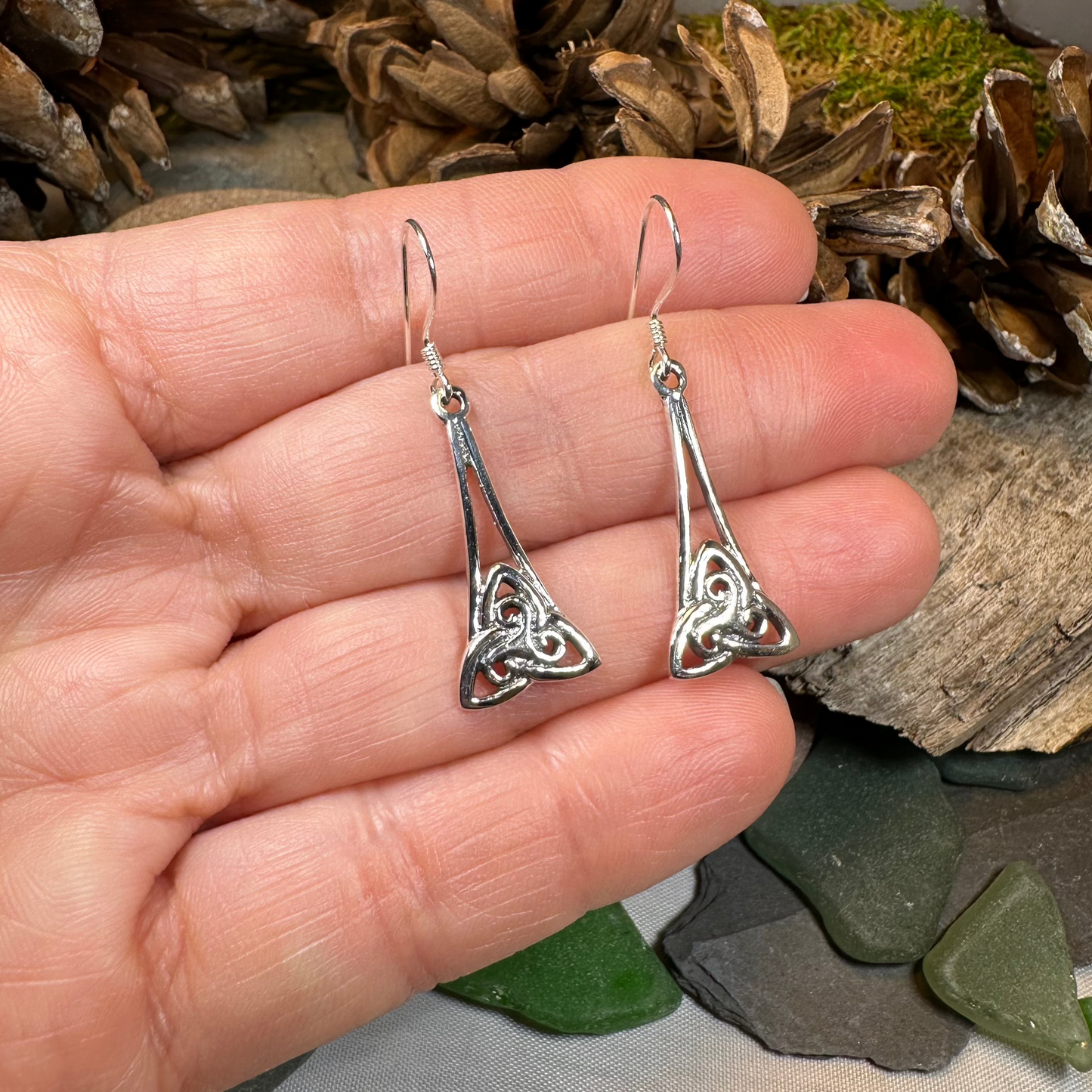 Eileen Celtic Triple Spiral Earrings in Sterling Silver