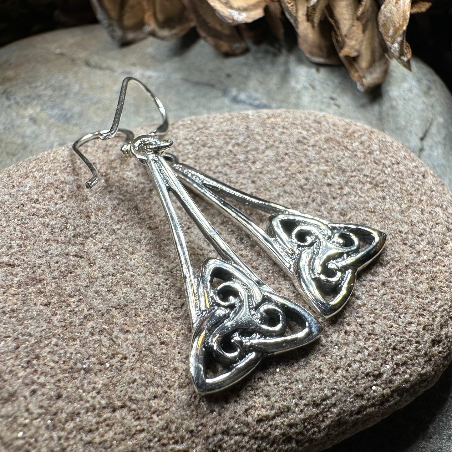 Eileen Celtic Triple Spiral Earrings in Sterling Silver