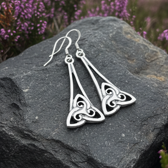 Eileen Celtic Triple Spiral Earrings in Sterling Silver