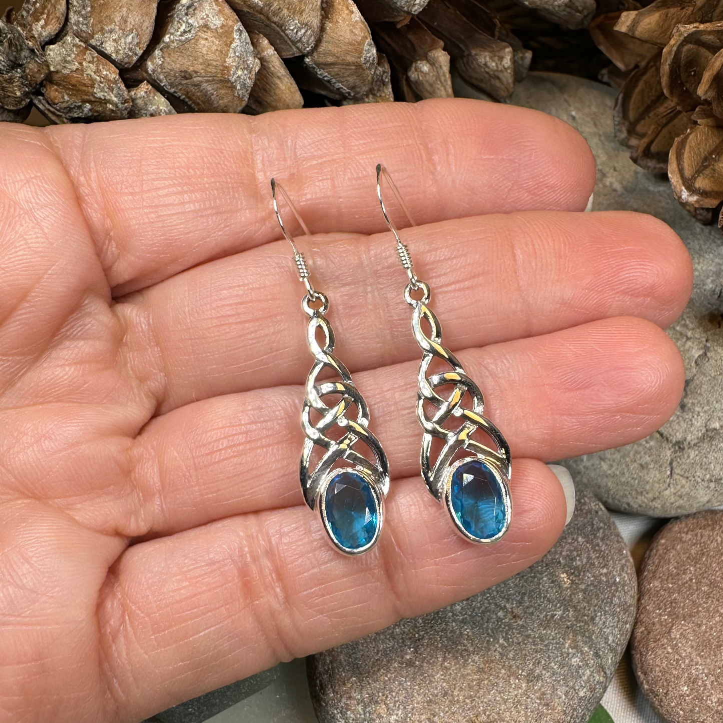 Ciara Celtic Knot Earrings in Sterling Silver — view 4
