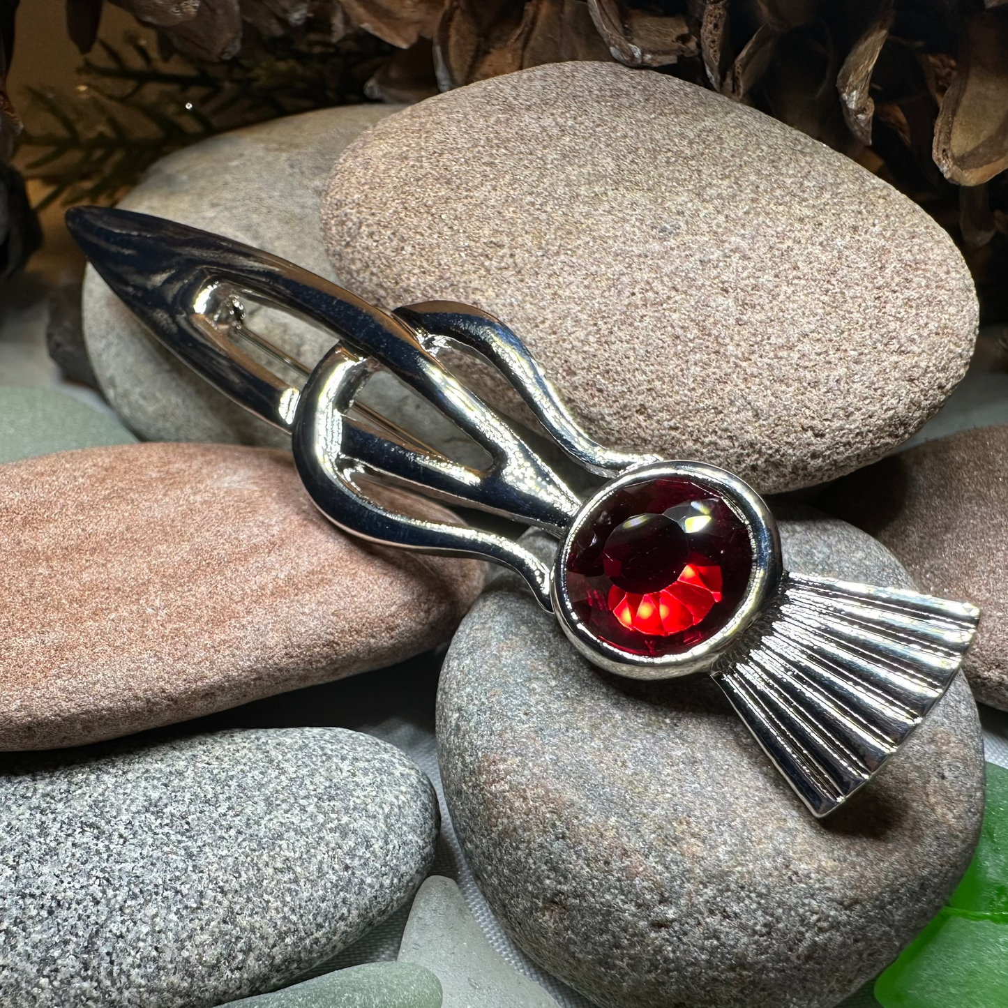 Tollak Thistle Kilt Pin with Crystal