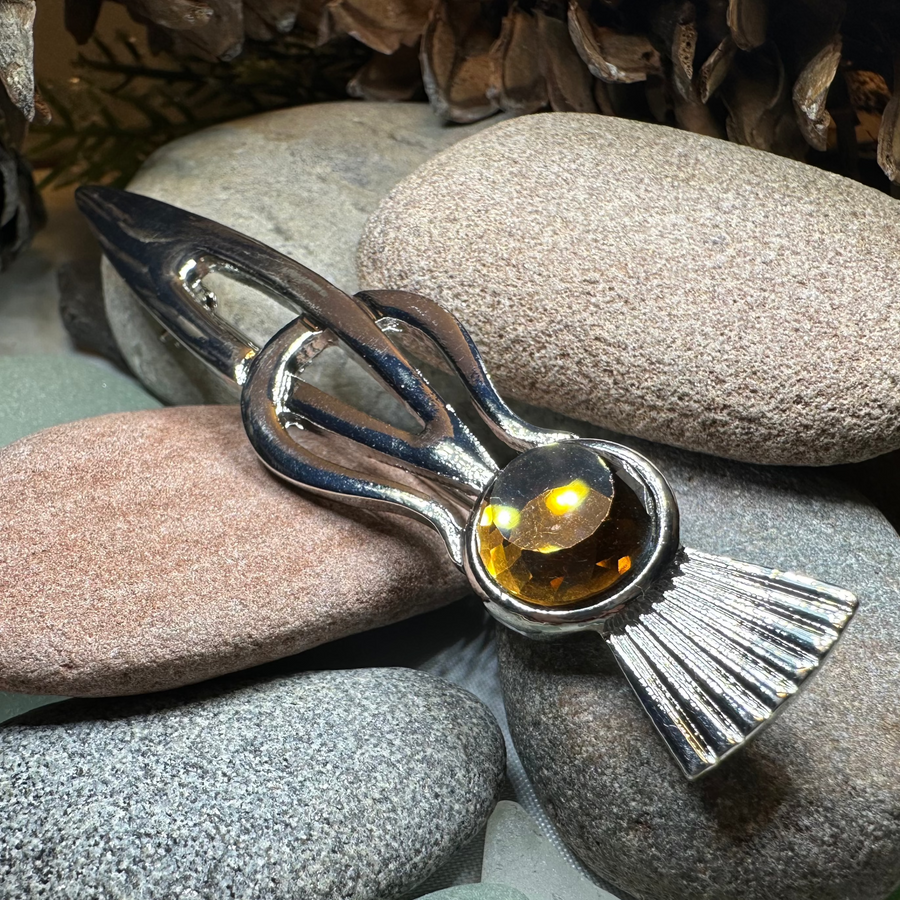Tollak Thistle Kilt Pin with Crystal