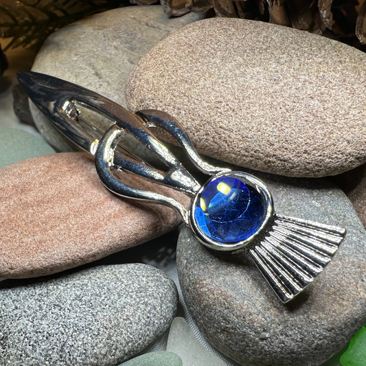 Tollak Thistle Kilt Pin with Crystal — view 6