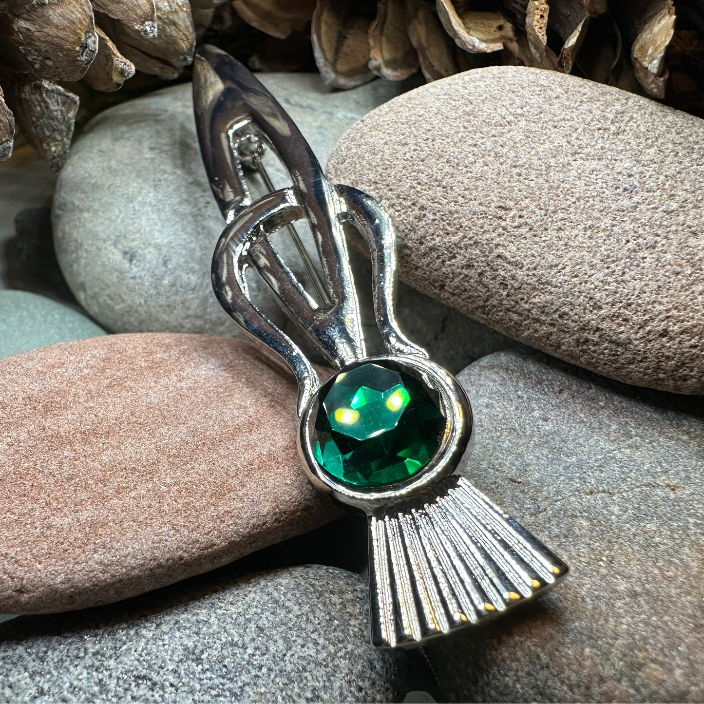 Tollak Thistle Kilt Pin with Crystal