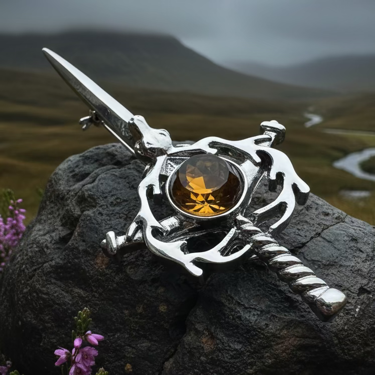 Crystal Stag Kilt Pin