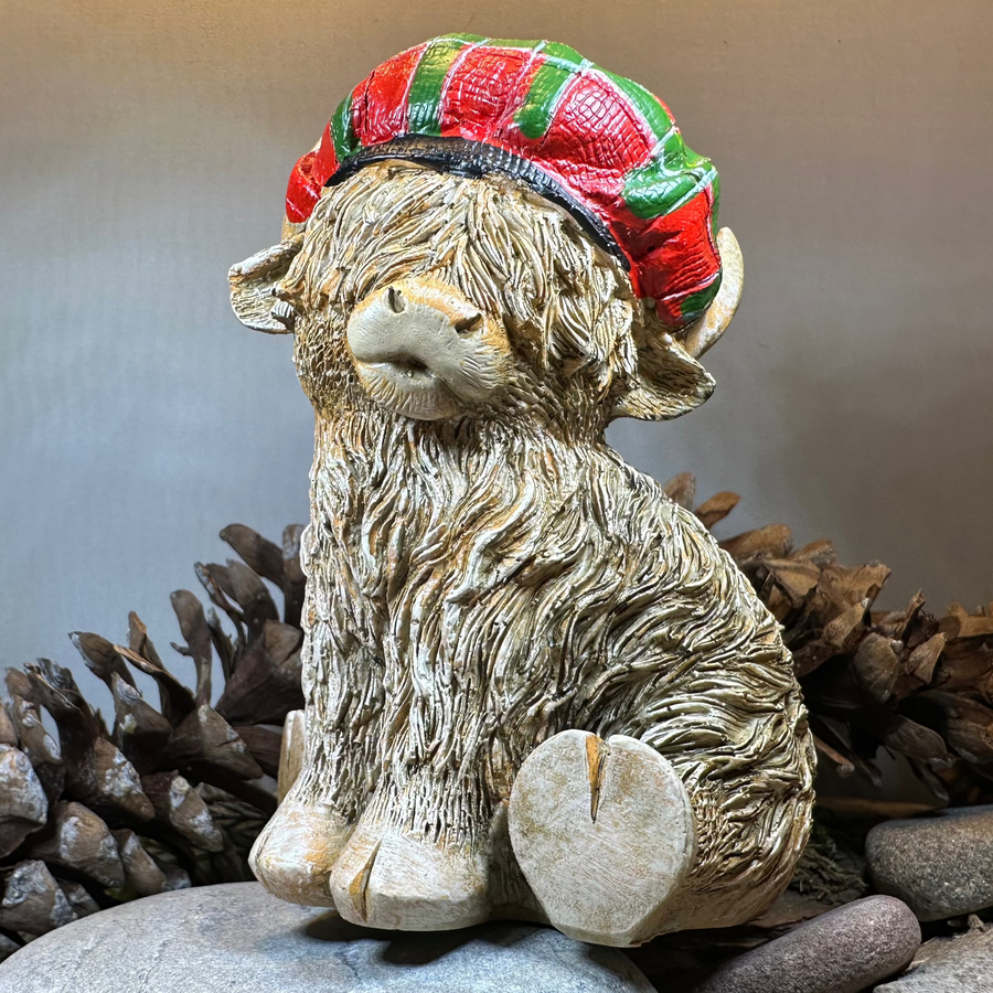Tartan Highland Cow Figurine