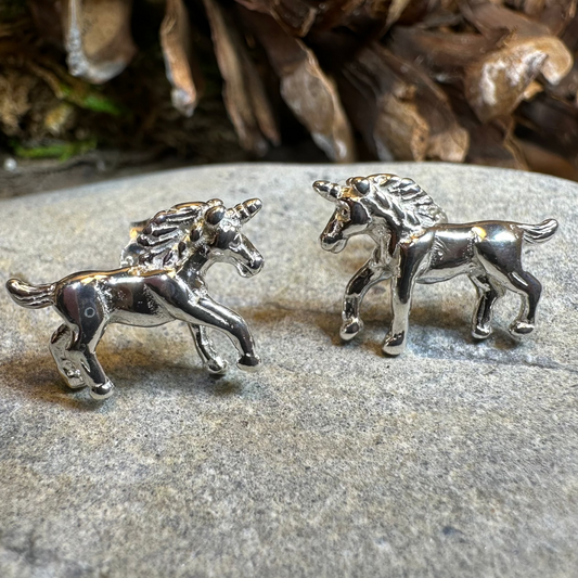 Legendary Unicorn Post Back Earrings in Sterling Silver