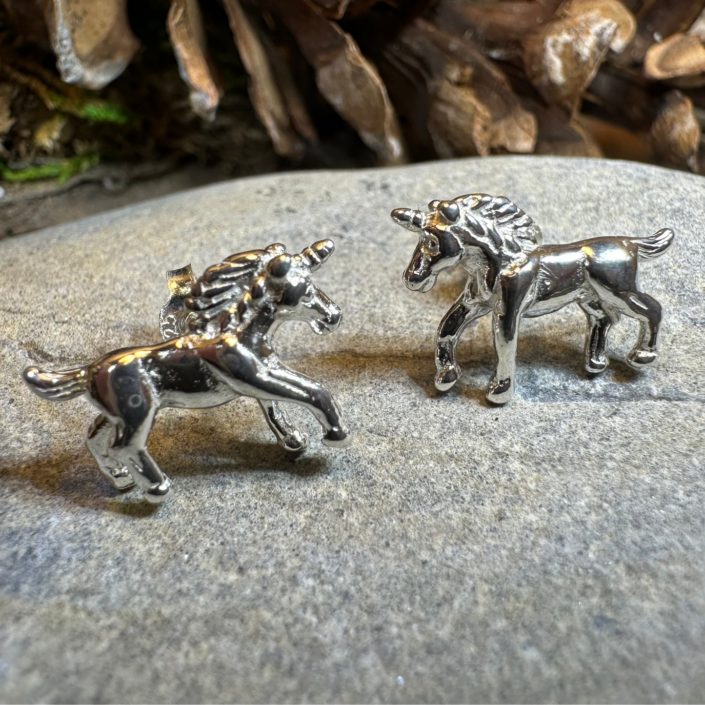 Legendary Unicorn Post Back Earrings in Sterling Silver — view 4