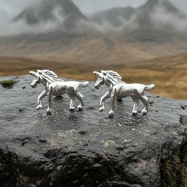 Legendary Unicorn Post Back Earrings in Sterling Silver