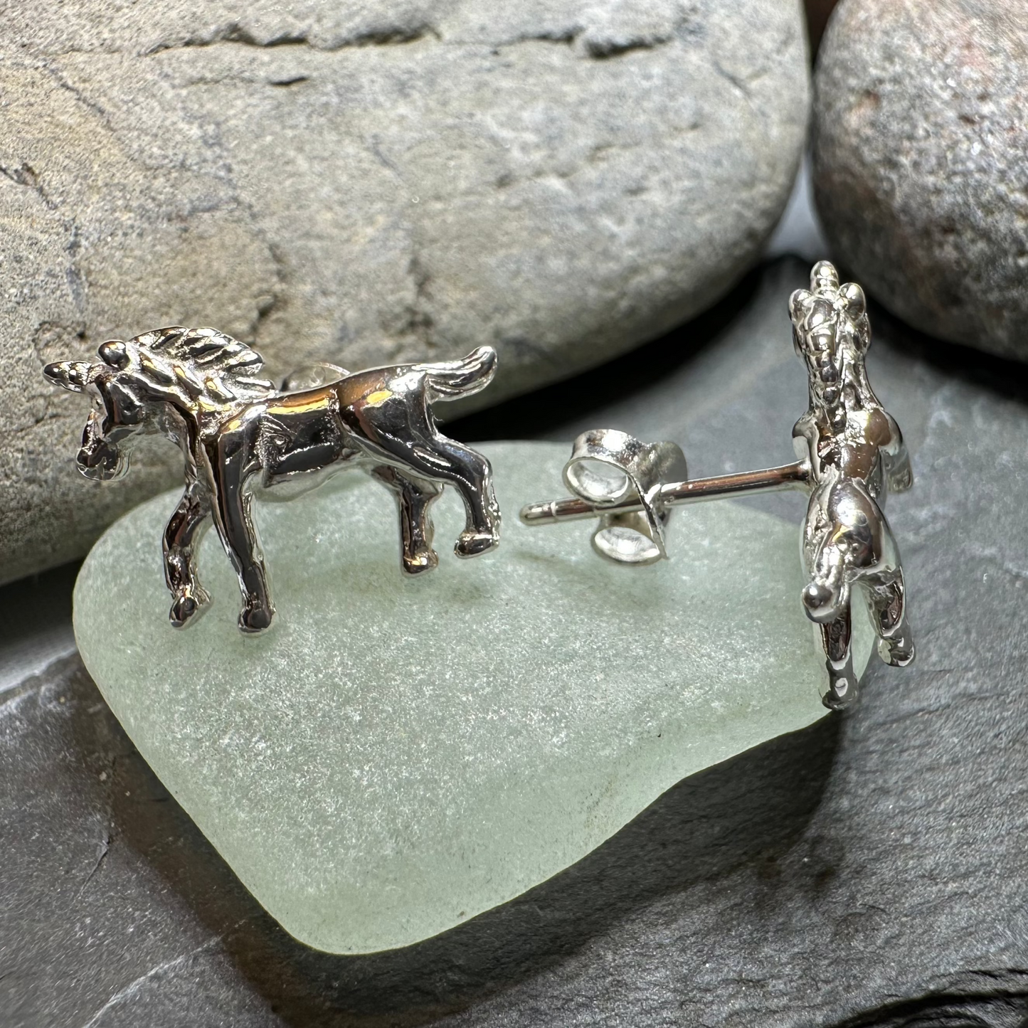 Legendary Unicorn Post Back Earrings in Sterling Silver — view 5