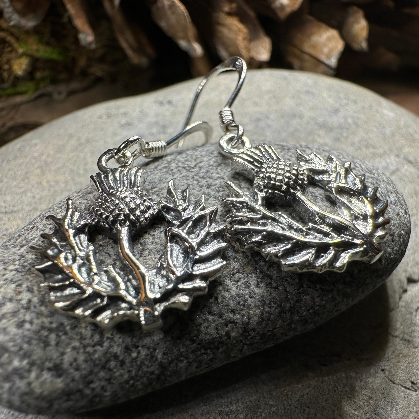 Alruna Scottish Thistle Earrings in Sterling Silver