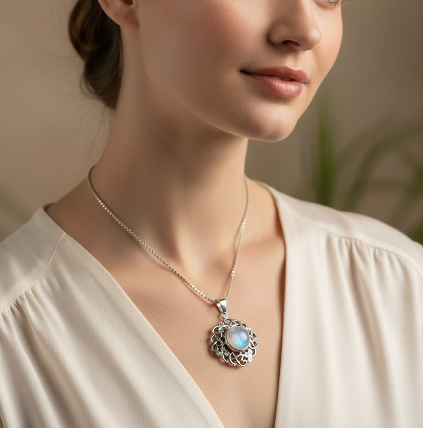 Elana Shamrock Moonstone Necklace — view 2