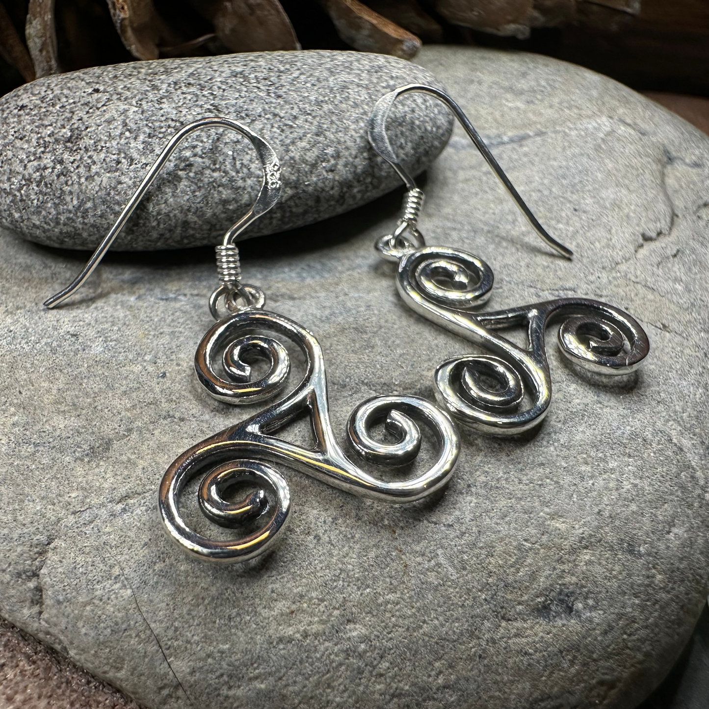 Elfwyn Celtic Spiral Earrings in Sterling Silver