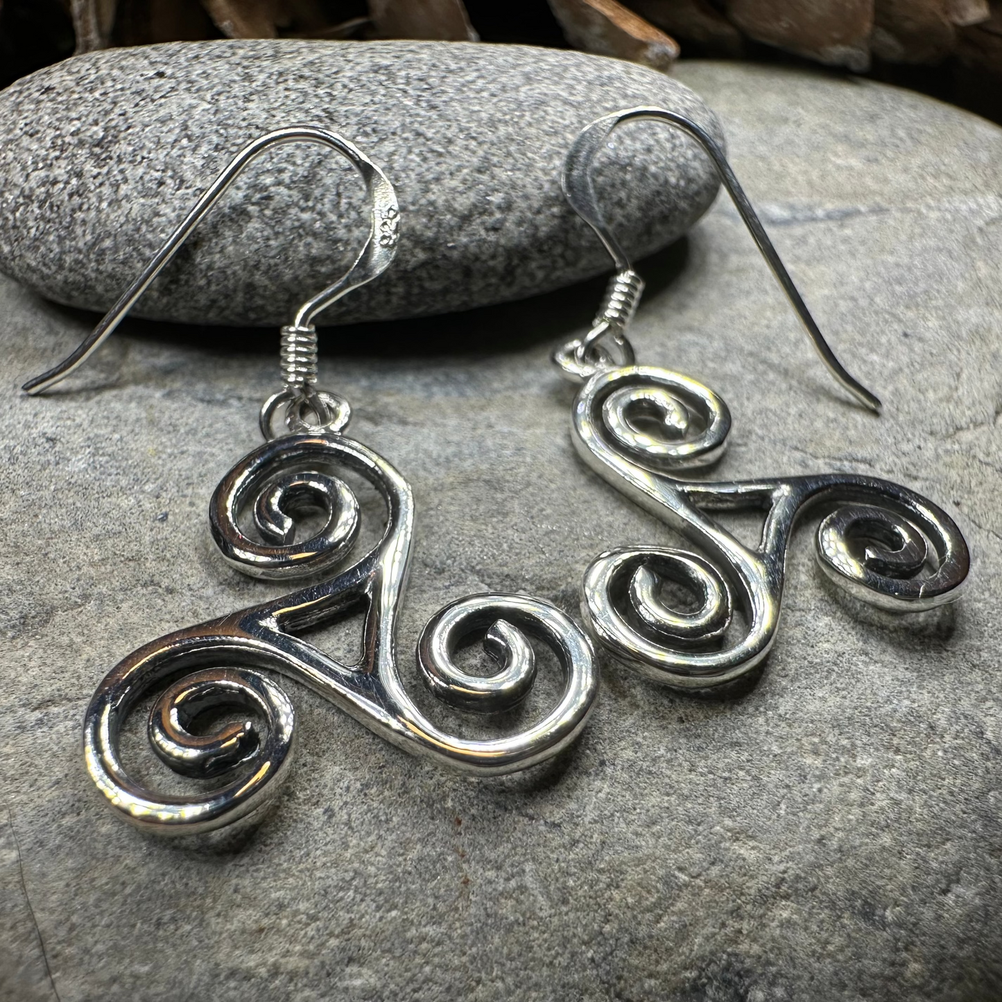 Elfwyn Celtic Spiral Earrings in Sterling Silver