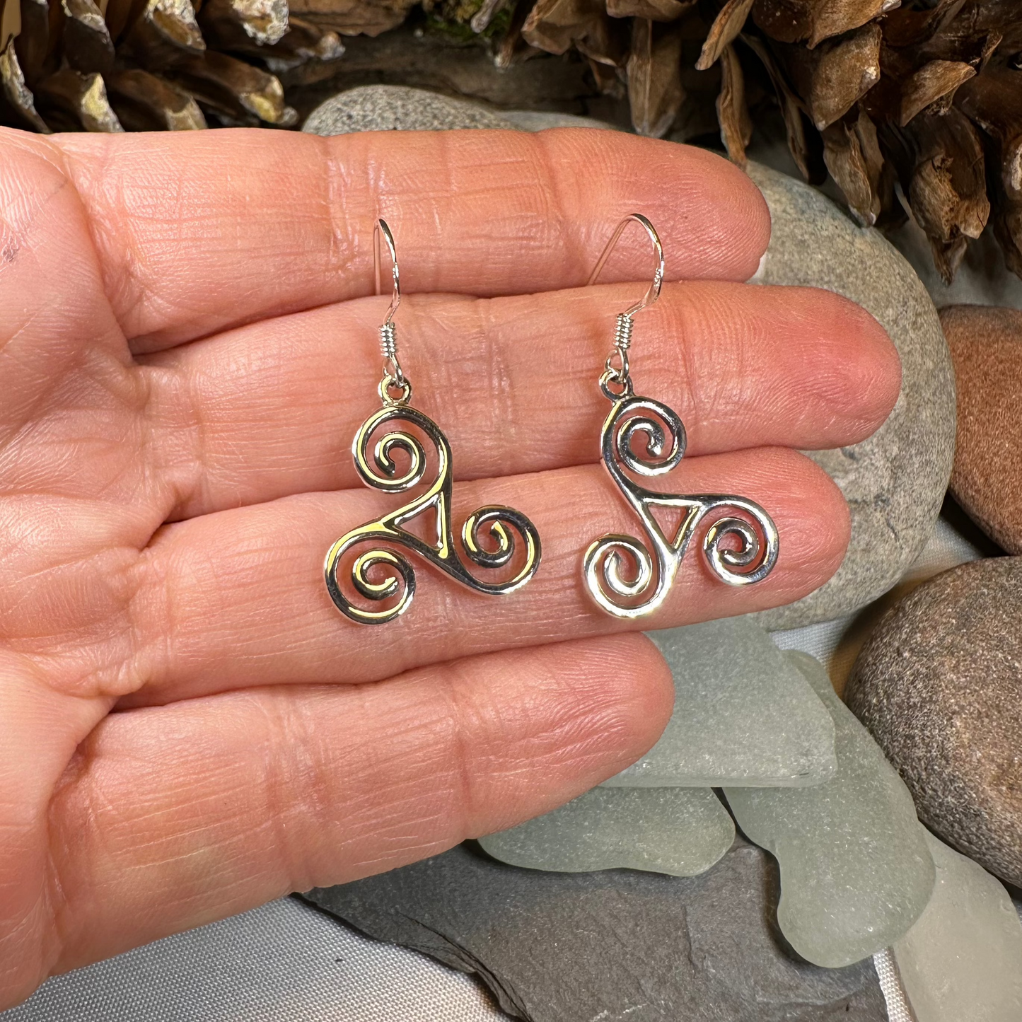 Elfwyn Celtic Spiral Earrings in Sterling Silver