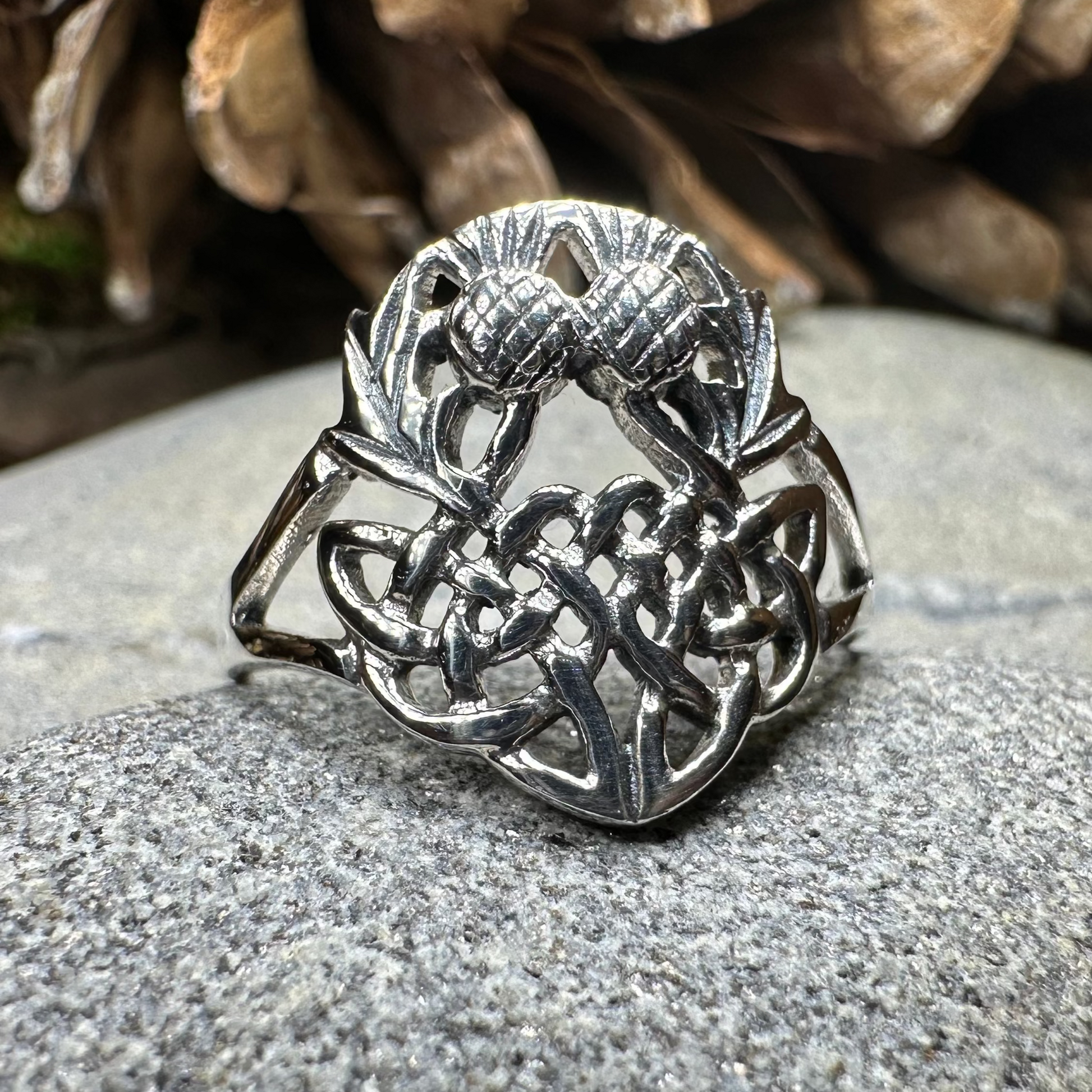 Ainslee Scottish Thistle Ring in Sterling Silver — view 4