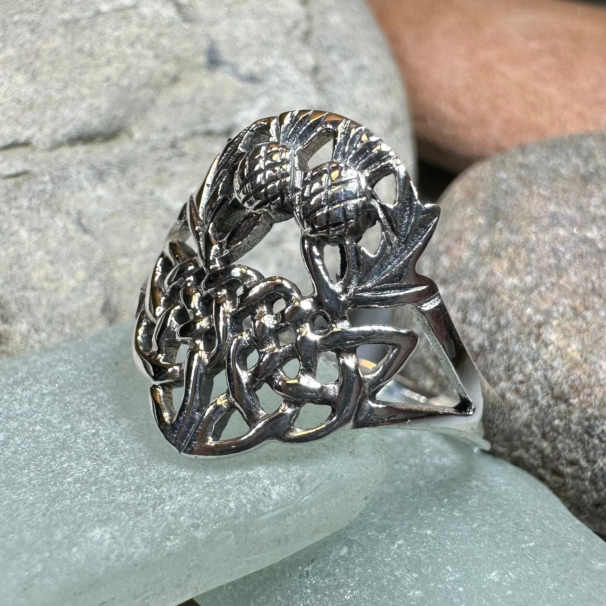Ainslee Scottish Thistle Ring in Sterling Silver — view 2