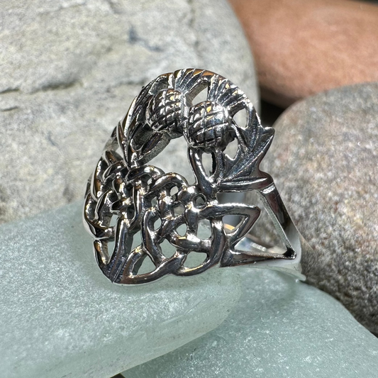 Ainslee Scottish Thistle Ring in Sterling Silver