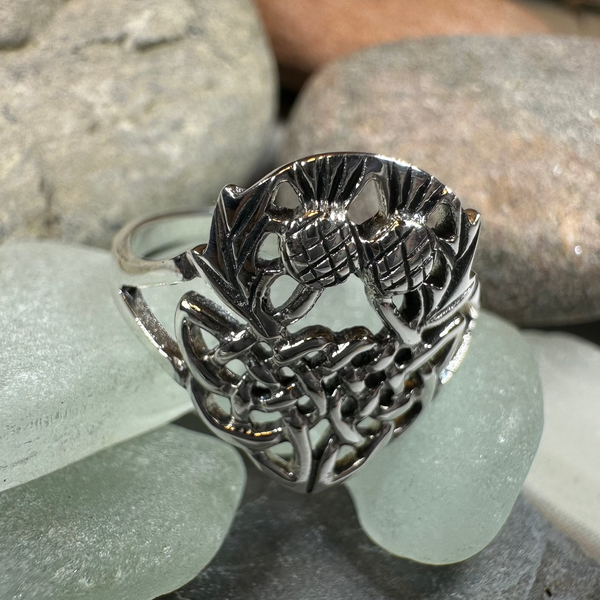 Ainslee Scottish Thistle Ring in Sterling Silver — view 5