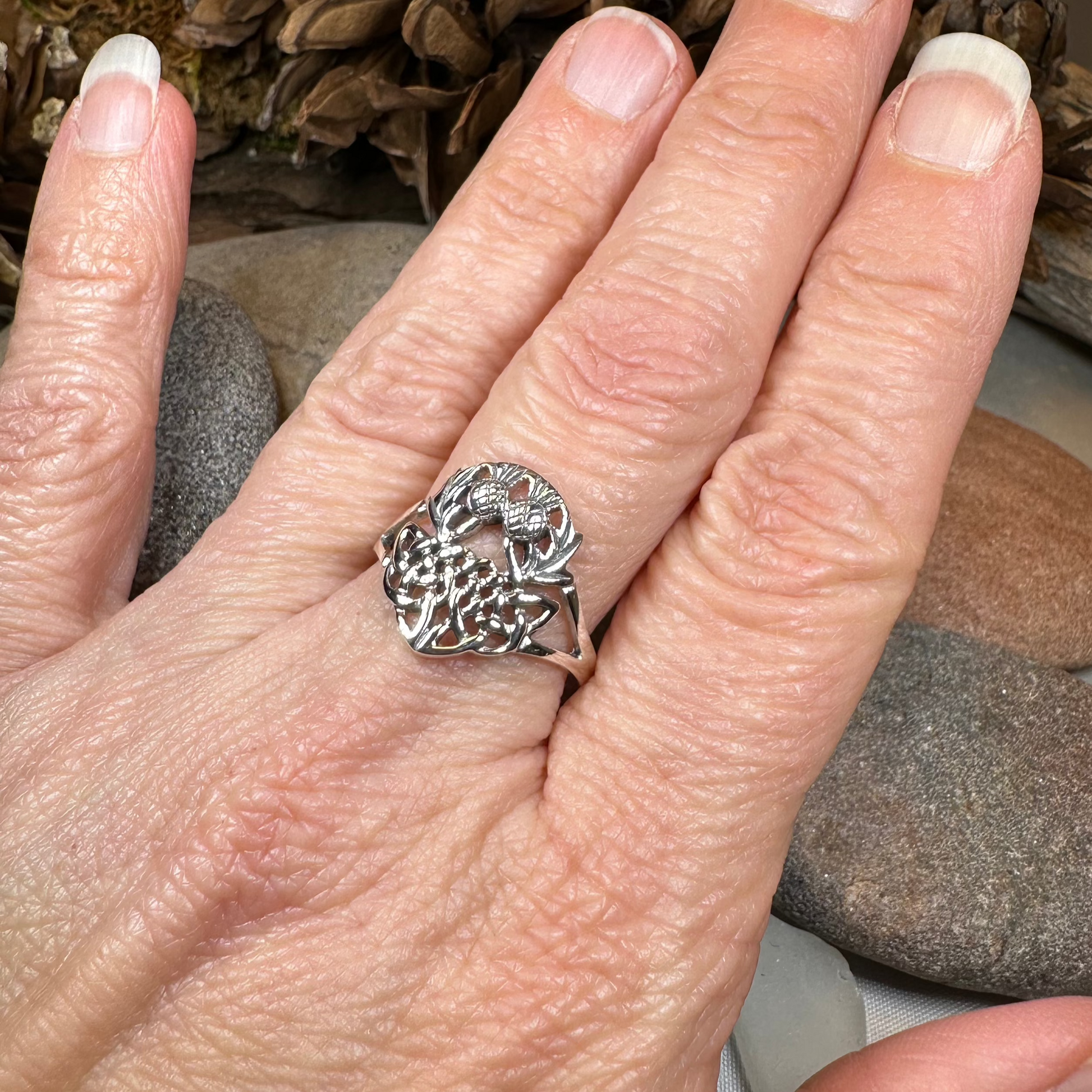 Ainslee Scottish Thistle Ring in Sterling Silver — view 3