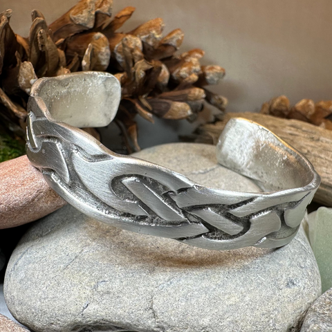 Load image into Gallery viewer, Cruth Celtic Pewter Cuff Bracelet - Handmade in Scotland
