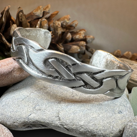 Load image into Gallery viewer, Cruth Celtic Pewter Cuff Bracelet - Handmade in Scotland
