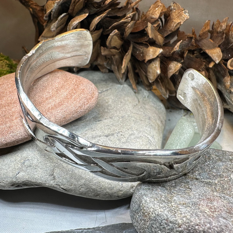 Load image into Gallery viewer, Cruth Celtic Pewter Cuff Bracelet - Handmade in Scotland

