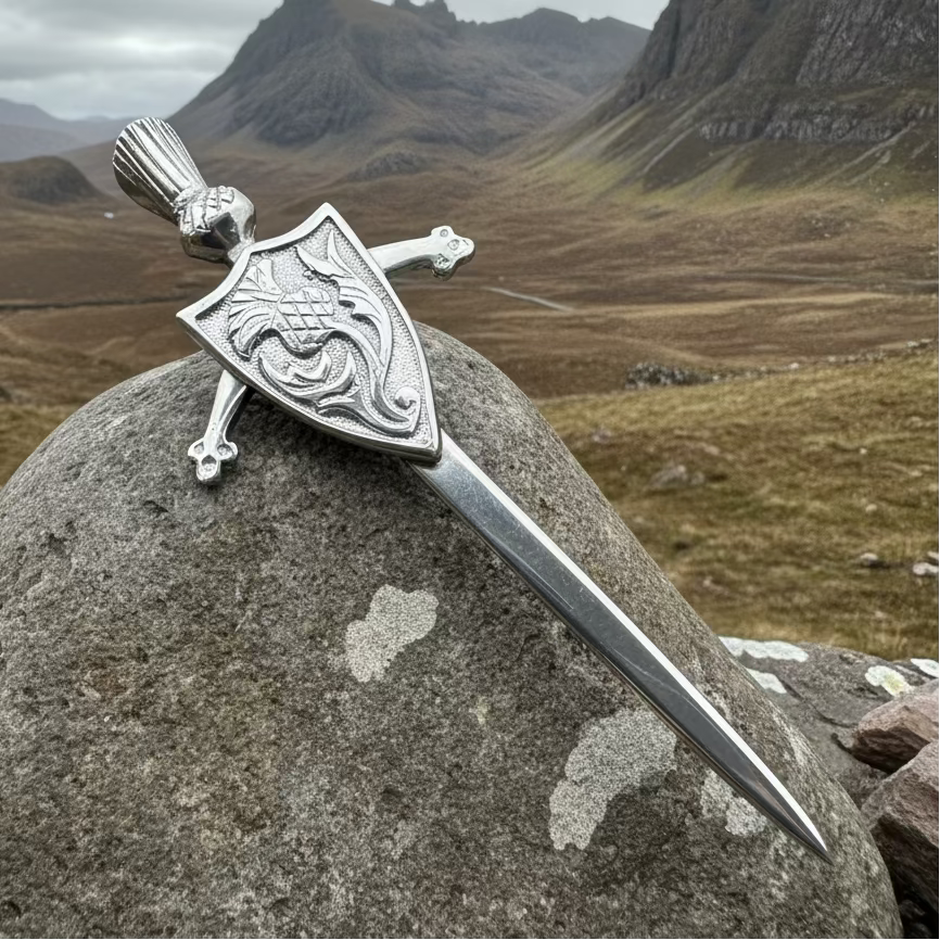 Alban Thistle Shield Kilt Pin - Handmade in Scotland