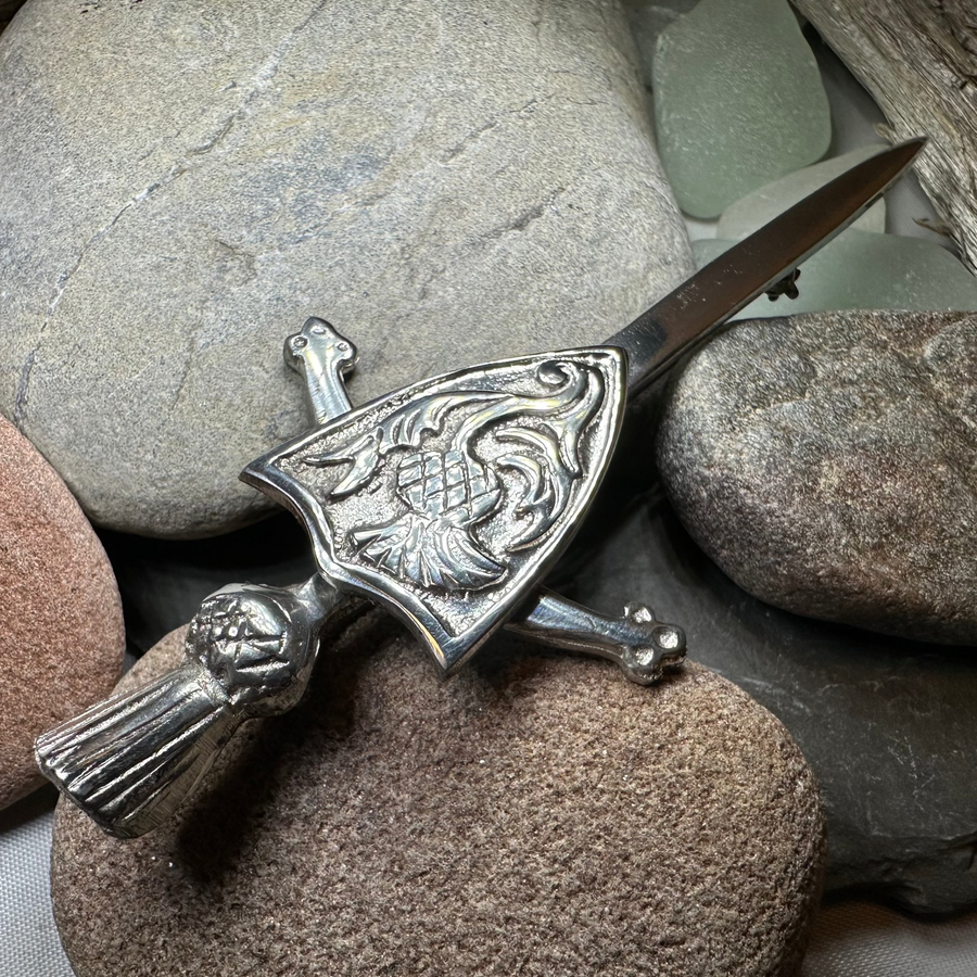 Alban Thistle Shield Kilt Pin - Handmade in Scotland