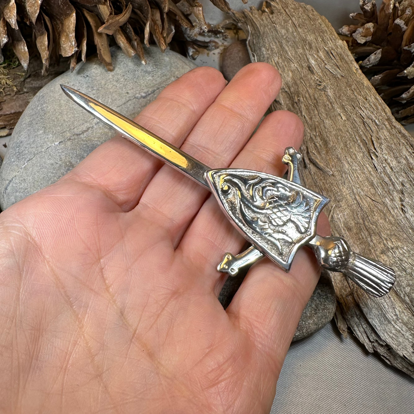 Alban Thistle Shield Kilt Pin - Handmade in Scotland — view 7
