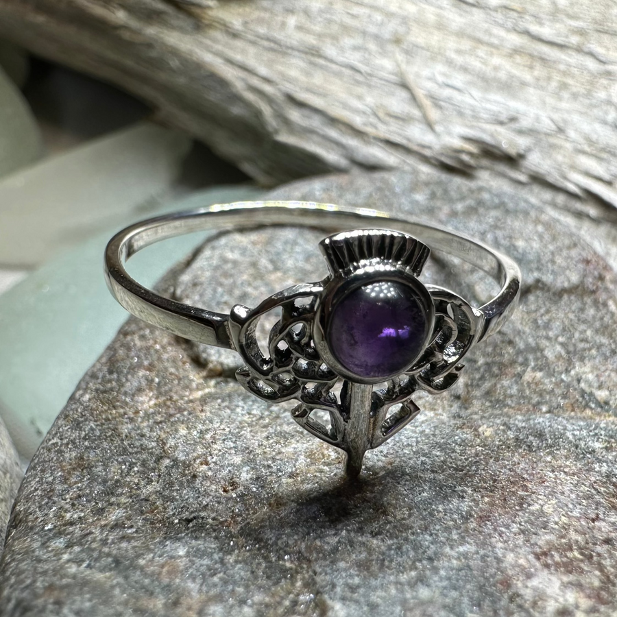 Ailsa Scottish Thistle Amethyst Ring