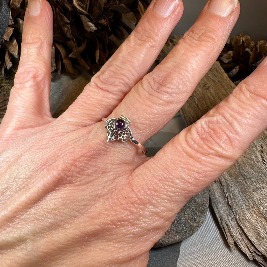 Ailsa Scottish Thistle Amethyst Ring
