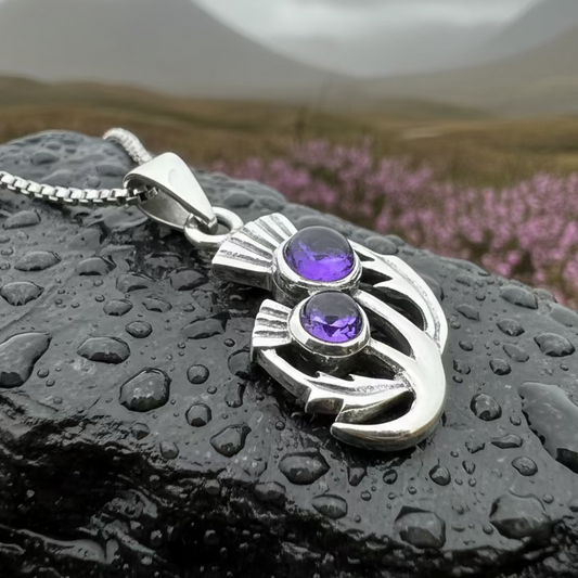 Scottish Spring Thistle Amethyst Necklace in Sterling Silver