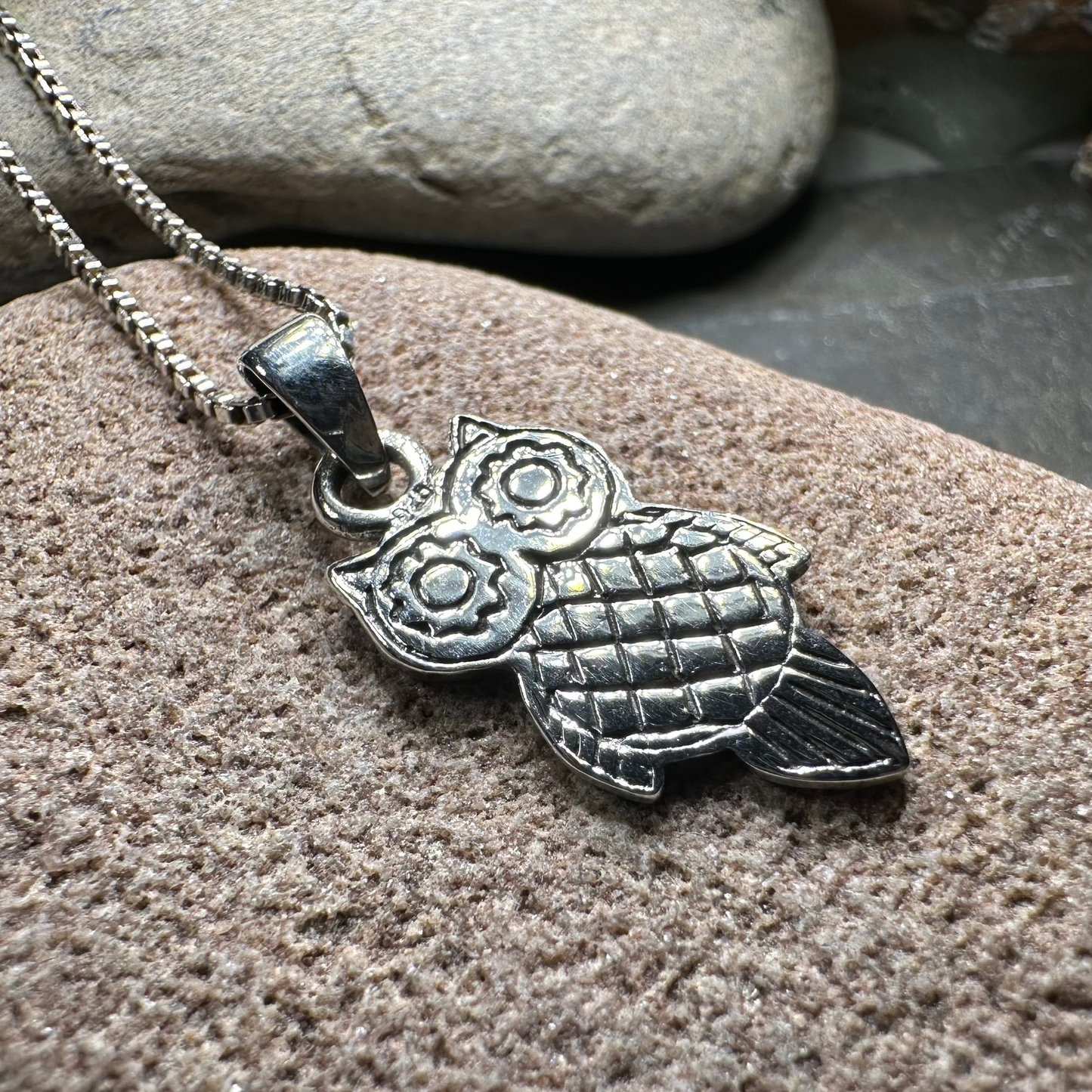 Athena Owl Necklace in sterling silver