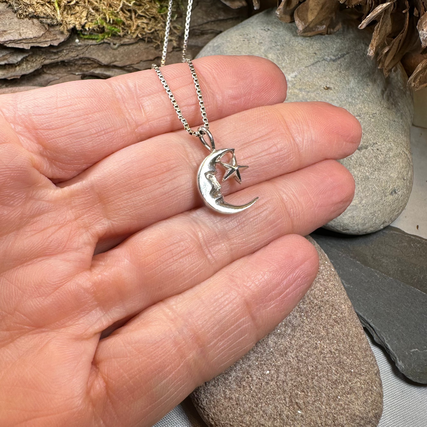 Petite Moon and Star Necklace — view 3