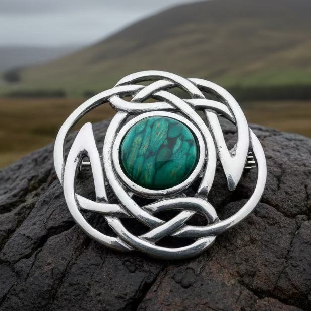 Elegant Heathergems Celtic Knot Brooch - Handmade in Scotland